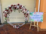 For Hire - Circular Frame / Backdrop with Silk Flower Swags (Code: HI0038) Wedding and Birthday Prop Hire Perth | ARTISTIC GREENERY