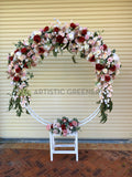 For Hire - Circular Frame / Backdrop with Silk Flower Swags (Code: HI0038) Wedding and Birthday Prop Hire Perth | ARTISTIC GREENERY