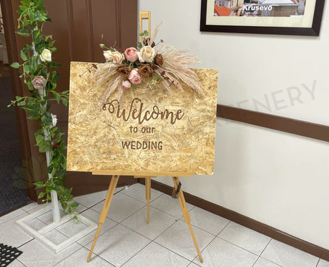 For Hire - Rustic Style Welcome Sign with Flowers (Product code: HI0046)