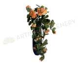 HP0042 Faux Hanging Geranium Bush 77cm Peach Colour | ARTISTIC GREENERY