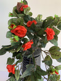Red - HP0074 Artificial Hanging Rose Bunch with Foliage 73cm 4 Colours | ARTISTIC GREENERY | Perth Australia