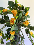 Yellow - HP0074 Artificial Hanging Rose Bunch with Foliage 73cm 4 Colours | ARTISTIC GREENERY | Perth Australia