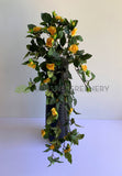 Yellow - HP0074 Artificial Hanging Rose Bunch with Foliage 73cm 4 Colours | ARTISTIC GREENERY | Perth Australia