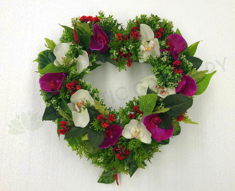 Heart Shaped Floral Wreath (Pink & White) 40cm / 70cm