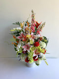 Left - FA1108 - Colourful Flower Arrangement (for church stage flowers)100cm tall | ARTISTIC GREENERY