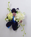 Corsage & Buttonhole - Blue Orchid & White Rose - CB0005 - $62/set