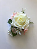 Corsage & Buttonhole - White Rose with Pink Flowers - CB0021 - $53/set