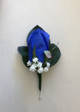 Corsage & Buttonhole - Blue Roses & Silver Ribbon - CB0020 - $56/set