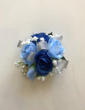 Corsage & Buttonhole - Blue Roses & Silver Ribbon - CB0020 - $56/set