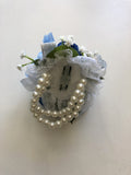 Corsage & Buttonhole - Blue Roses & Silver Ribbon - CB0020 - $56/set