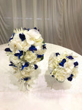 Blue & White Teardrop Bouquet Silk Flowers