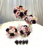 Round Bouquet - Burgundy & Pink - Natalie D