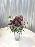 Round Bouquet - Native Flowers & Pink Real Touch Roses - Sarah P