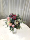 Round Bouquet - Native Flowers & Pink Real Touch Roses - Sarah P