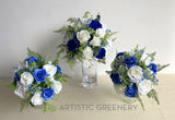 Round Silk Wedding Bouquet - Blue & White - Shirley D | ARTISTIC GREENERY Perth Silk Flowers Florist