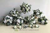 Round Bouquet - Blue & White - Gabrielle F | ARTISTIC GREENERY custom-made Perth WA