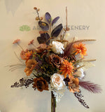 Dried Flowers Style Bouquet - Mixed Flowers - Orange & Brown