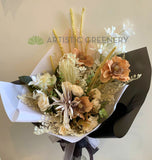 Dried Flowers Style Bouquet - Mixed Flowers - Cream & Light Brown | ARTISTIC GREENERY WA Wedding Flowers Supplier