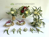 Synthetic Native Flower Bouquets - White and Burgundy - Courtney F | ARTISTIC GREENERY Wedding Flowers