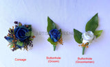 Teardrop Bouquet - Orange / Blue / Brown / Cream - Carmen H (incl Flower Girl Ring / Hoop, Floral Cake Topper etc.) | ARTISTIC GREENERY - Perth's leading silk flowers for weddings WA