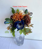 Teardrop Bouquet - Orange / Blue / Brown / Cream - Carmen H (incl Flower Girl Ring / Hoop, Floral Cake Topper etc.) | ARTISTIC GREENERY - Perth's leading silk flowers for weddings WA