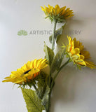 F0026 Artificial Large Sunflower Spray 130cm Yellow | ARTISTIC GREENERY