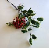 Christmas Holly Foliage 80cm (LEA0086) & Red Berries 33cm (F0165)
