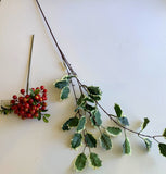 Christmas Holly Foliage 80cm (LEA0086) & Red Berries 33cm (F0165)