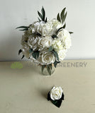 Round Bouquet - White (Real Touch Quality Wedding Bouquet) - Hayley L | ARTISTIC GREENERY