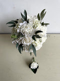 Round Bouquet - White (Real Touch Quality Wedding Bouquet) - Hayley L | ARTISTIC GREENERY