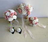 Round Bouquet - Pink & White - Linda W | ARTISTIC GREENERY - Pink and white latex wedding posy Australia