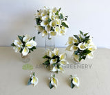 Round Bouquet - White Calla Lily Wedding Posy Real Touch Flowers - Hellen O  | ARTISTIC GREENERY