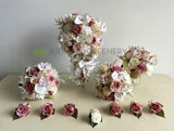 Teardrop Bouquet - Dusty Pink & White - Kristen B | ARTISTIC GREENERY | WA Perth Australia Silk Wedding Bouquets Specialist