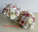 Teardrop Bouquet - Dusty Pink & White - Kristen B | ARTISTIC GREENERY | WA Perth Australia Silk Wedding Bouquets Specialist