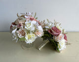 Teardrop Bouquet - Dusty Pink & White - Kristen B | ARTISTIC GREENERY | WA Perth Australia Silk Wedding Bouquets Specialist