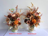 Natural Style Bouquet (Upright) - Orange / Pink / Brown - Grace G | ARTISTIC GREENERY