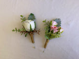 Buttonholes - Round Bouquet - Soft Pink & White Wedding Flowers Mirka O - ARTISTIC GREENERY PERTH