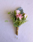 Pink Buttonhole - Round Bouquet - Soft Pink & White Wedding Flowers Mirka O - ARTISTIC GREENERY PERTH