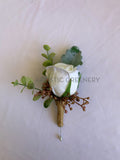 White Buttonhole - Round Bouquet - Soft Pink & White Wedding Flowers Mirka O - ARTISTIC GREENERY PERTH