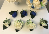 Teardrop Bouquet - Cream & Blue - Nina