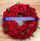 Anzac Floral Wreath (Red Poppy) 30 / 40 / 50cm - SYM0042