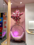 Bang on Brows Karrinyup - Floral Centrepiece for Swing Display | ARTISTIC GREENERY Commerical Fitout with Artificial Flowers WA