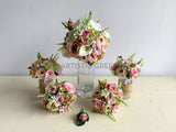 Round Wedding Bouquet Affordable - Pink & White Fatia - Budget Wedding Flowers Perth - ARTISTIC GREENERY