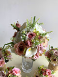 Round Wedding Bouquet Affordable - Pink & White Fatia - Budget Wedding Flowers Perth - ARTISTIC GREENERY