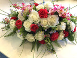 Pink & White Casket Spray / Memorial Flowers 70cm & 100cm Long - SYM0032