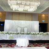 For Hire - White Fabric Backdrop for Events & Weddings 240 (H) x 600 (W)cm (Product Code: HI0044) | ARTISTIC GREENERY Wedding White Backdrop Hire Perth WA