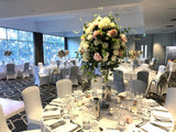 For Hire - Pink & White Grand Centrepiece in Silver Trumpet Vase 125cm