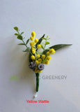 Buttonhole - Rustic Style Wattle with Pods (Product Code: BH002-Bill)