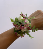 Custom-made silk corsage - white and pink