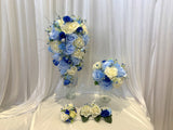Teardrop Bouquet  - White & Blue - Michelle S